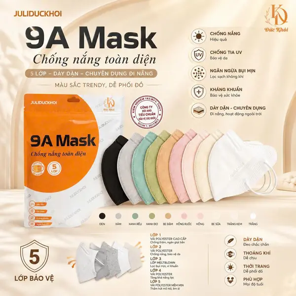 Khẩu Trang 9A Mask Juli Đức Khôi Chống Nắng Toàn Diện